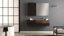 Wall-hung washbasin in the Piano collection with mirror.