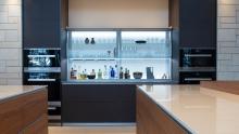 Valcucine Artematica kitchen in double island configuration with New Logica system in the open position.