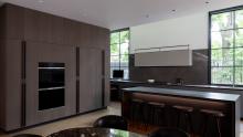 Overall view of the kitchen from the dining room using Valcucine cabinetry. 